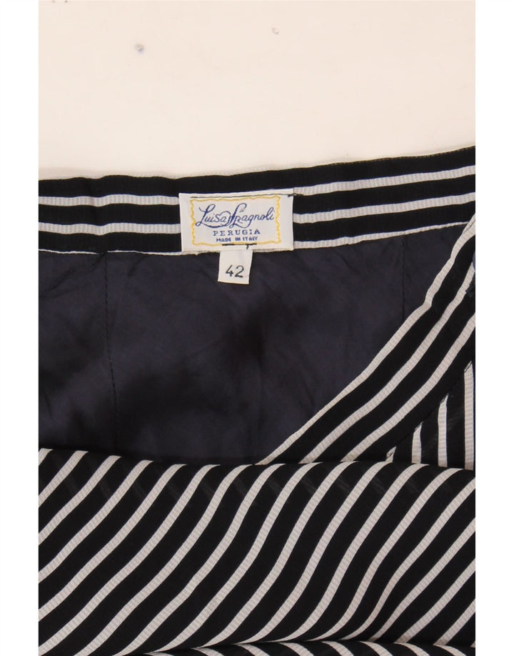 LUISA SPAGNOLI Womens Midi Skirt IT 42 Medium W28  Navy Blue Striped Vintage Luisa Spagnoli and Second-Hand Luisa Spagnoli from Messina Hembry 