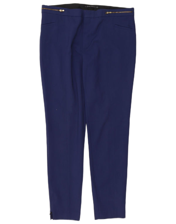 Zara Womens Slim Casual Trousers XL W32 L30 Navy Blue Cotton