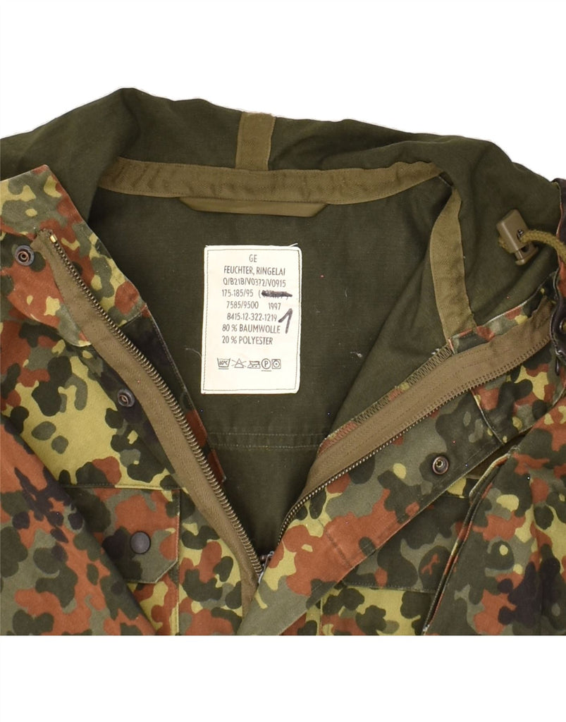 VINTAGE Mens Hooded Military Jacket UK 36 Small Khaki Camouflage Cotton | Vintage Vintage | Thrift | Second-Hand Vintage | Used Clothing | Messina Hembry 