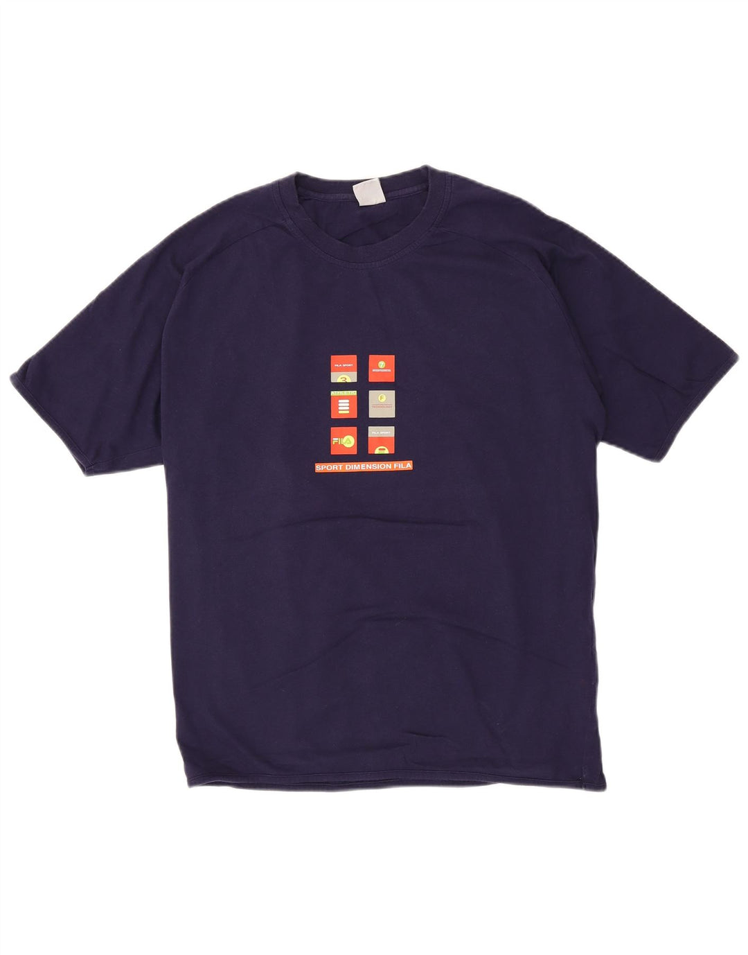 Fila Mens Graphic T-Shirt Top Large Navy Blue Cotton