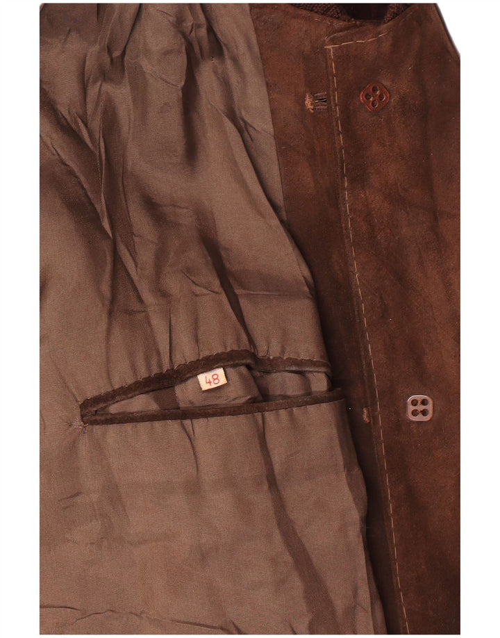 Vintage Mens Suede Bomber Jacket IT 48 Medium Brown