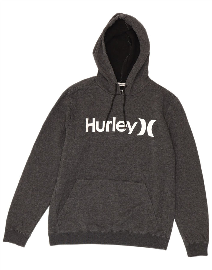 Hurley Mens Graphic Hoodie Jumper Small Grey Cotton
