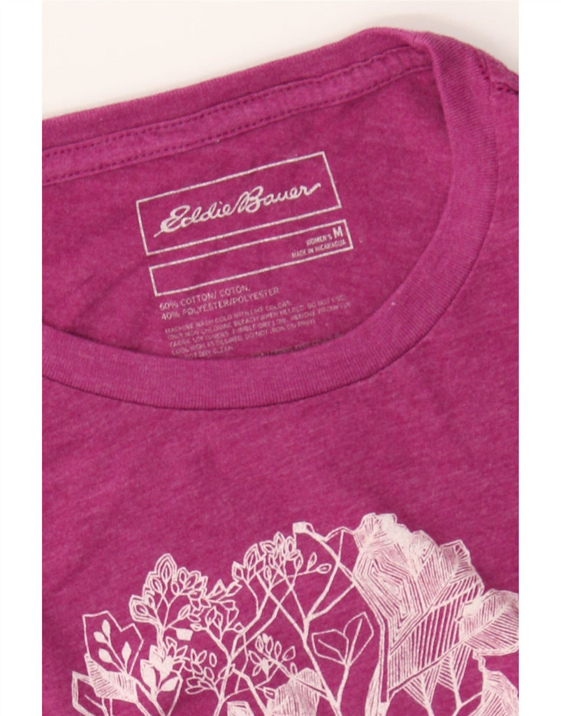 EDDIE BAUER Womens Graphic T-Shirt Top UK 12 Medium Pink Cotton Vintage Eddie Bauer and Second-Hand Eddie Bauer from Messina Hembry 