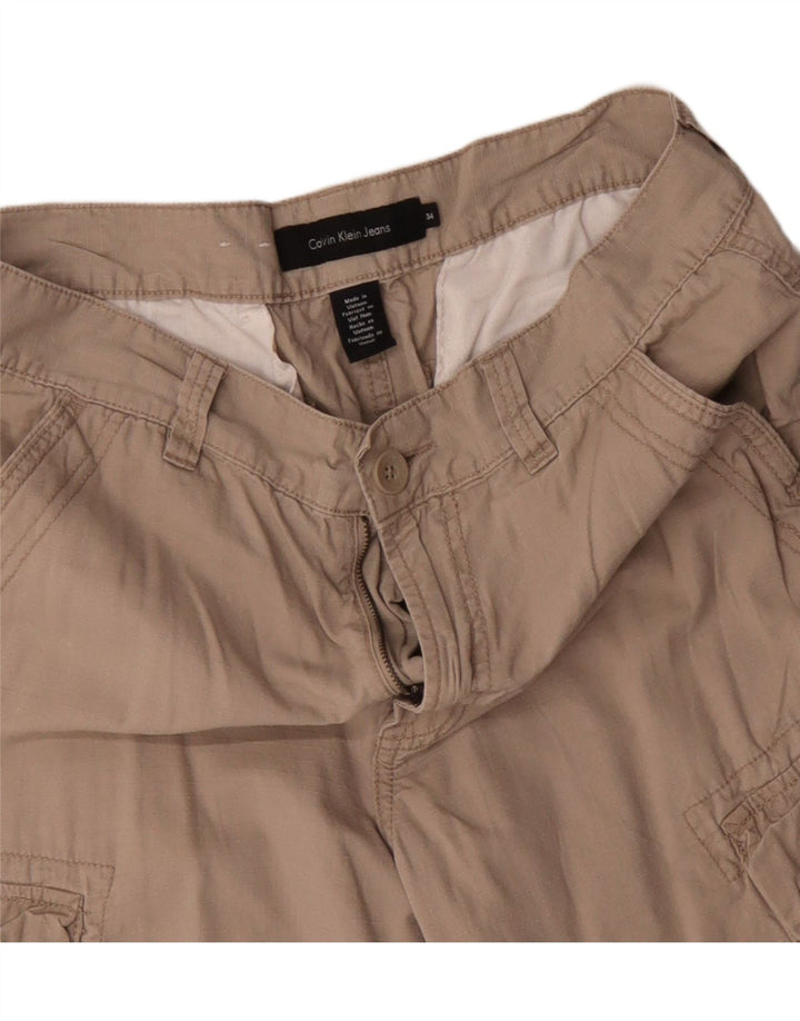 Calvin Klein Mens Cargo Shorts W34 Large  Beige Cotton