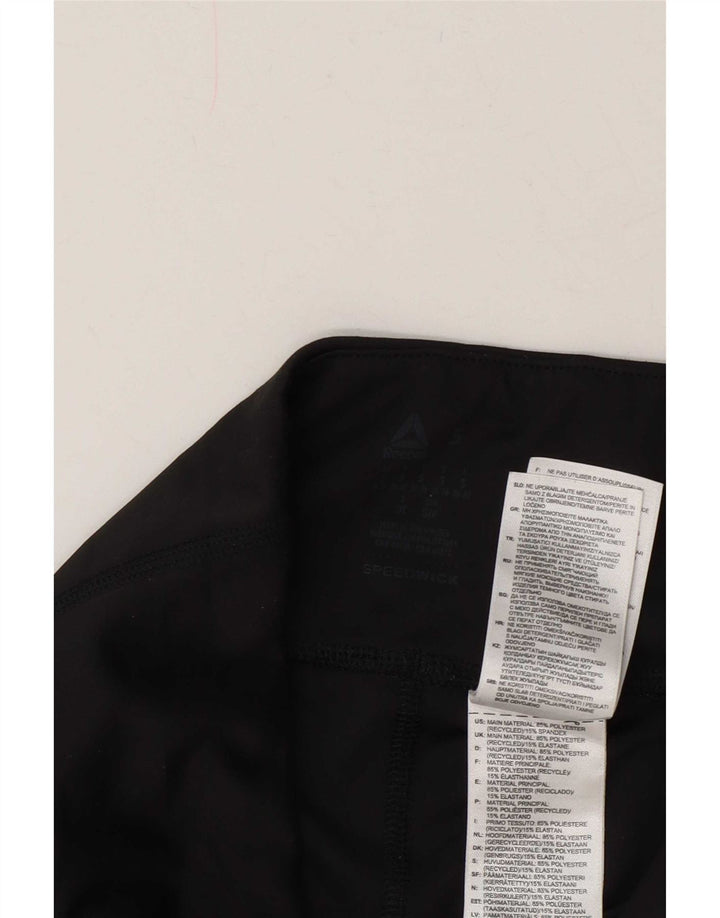 Reebok Womens Leggings UK 8/10 Small Black Polyester