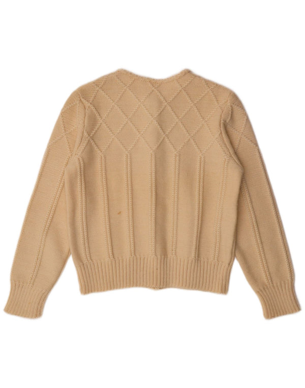 Vintage Womens Cardigan Sweater UK 12 Medium Off White Wool