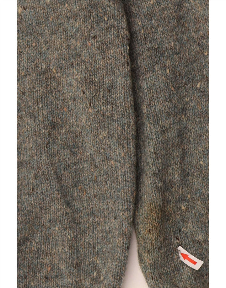 Vintage Mens V-Neck Jumper Sweater Medium Grey Argyle/Diamond Virgin Wool