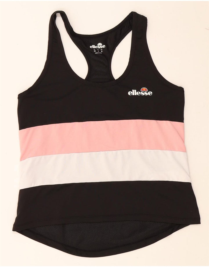 ELLESSE Womens Vest Top UK 8 Small  Black Colourblock Polyester Vintage Ellesse and Second-Hand Ellesse from Messina Hembry 
