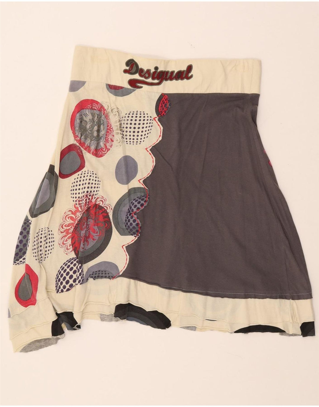 DESIGUAL Womens Graphic Asymmetrical Skirt XL W32  Multicoloured Floral
