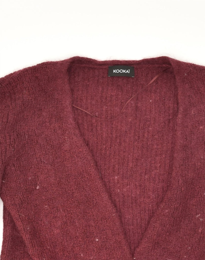 KOOKAI Womens Cardigan Sweater UK 12 Medium Burgundy Polyamide | Vintage Kookai | Thrift | Second-Hand Kookai | Used Clothing | Messina Hembry 