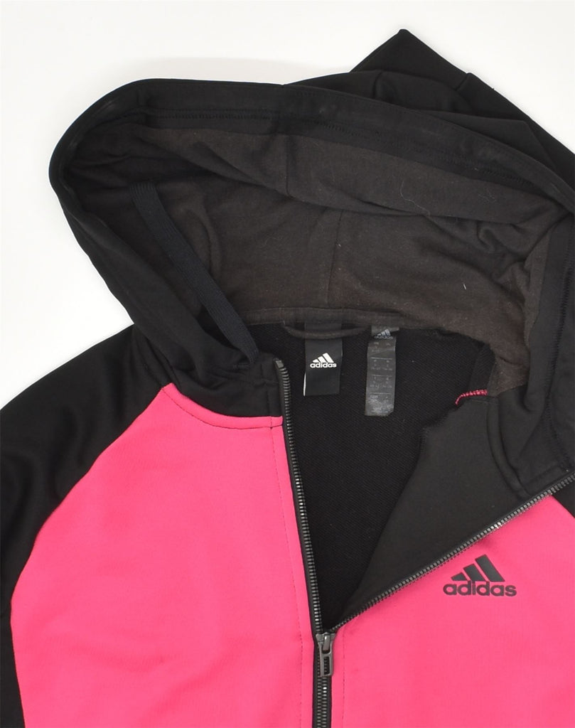 ADIDAS Girls Hooded Tracksuit Top Jacket 9-10 Years Small Black | Vintage Adidas | Thrift | Second-Hand Adidas | Used Clothing | Messina Hembry 