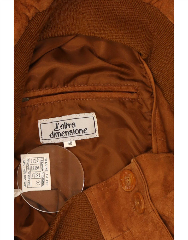 Vintage Mens Suede Bomber Jacket IT 50 Large Brown