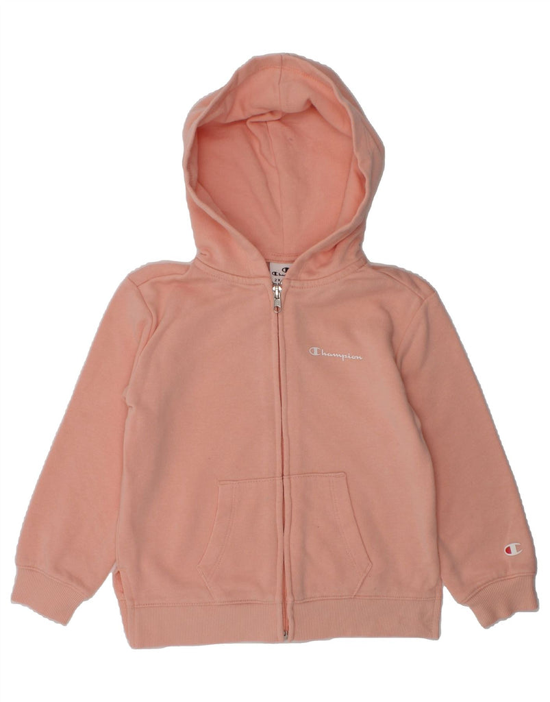 CHAMPION Girls Graphic Zip Hoodie Sweater 3-4 Years 2XS Pink | Vintage Champion | Thrift | Second-Hand Champion | Used Clothing | Messina Hembry 