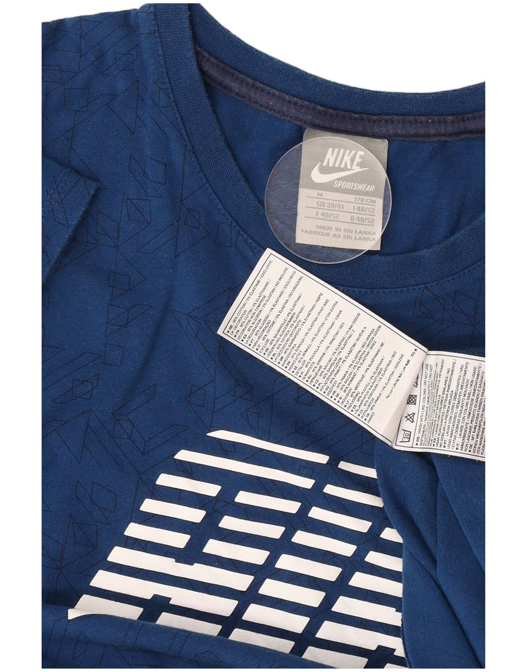 Nike Mens Air Graphic T-Shirt Top Medium Blue Geometric Cotton