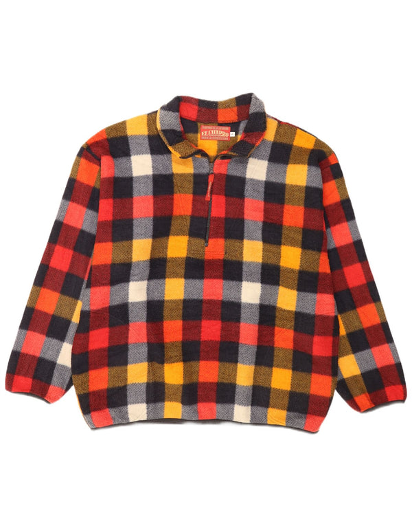 El Charro Mens Zip Neck Fleece Jumper XL Multicoloured Check Polyester