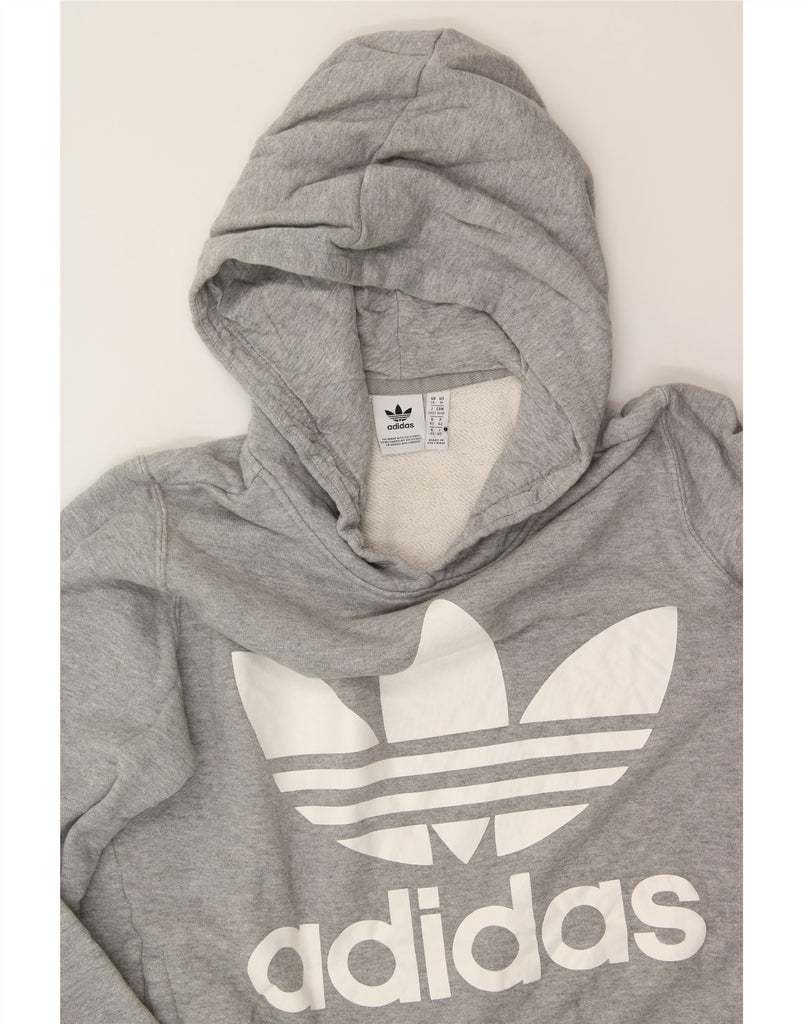 ADIDAS Womens Graphic Hoodie Jumper UK 14 Large Grey Cotton Vintage Adidas and Second-Hand Adidas from Messina Hembry 