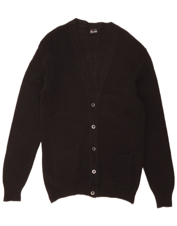 Vintage Mens Cardigan Sweater Small Black Acrylic
