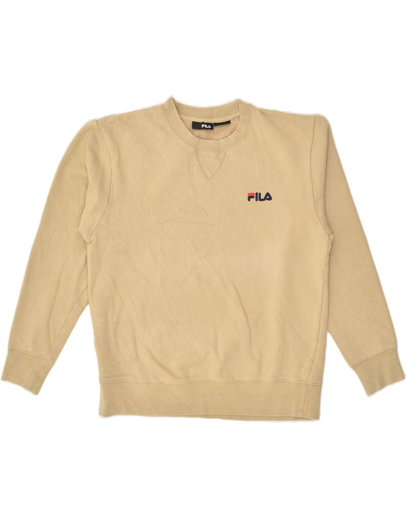 FILA Womens Sweatshirt Jumper UK 14 Medium Beige Cotton | Vintage Fila | Thrift | Second-Hand Fila | Used Clothing | Messina Hembry 