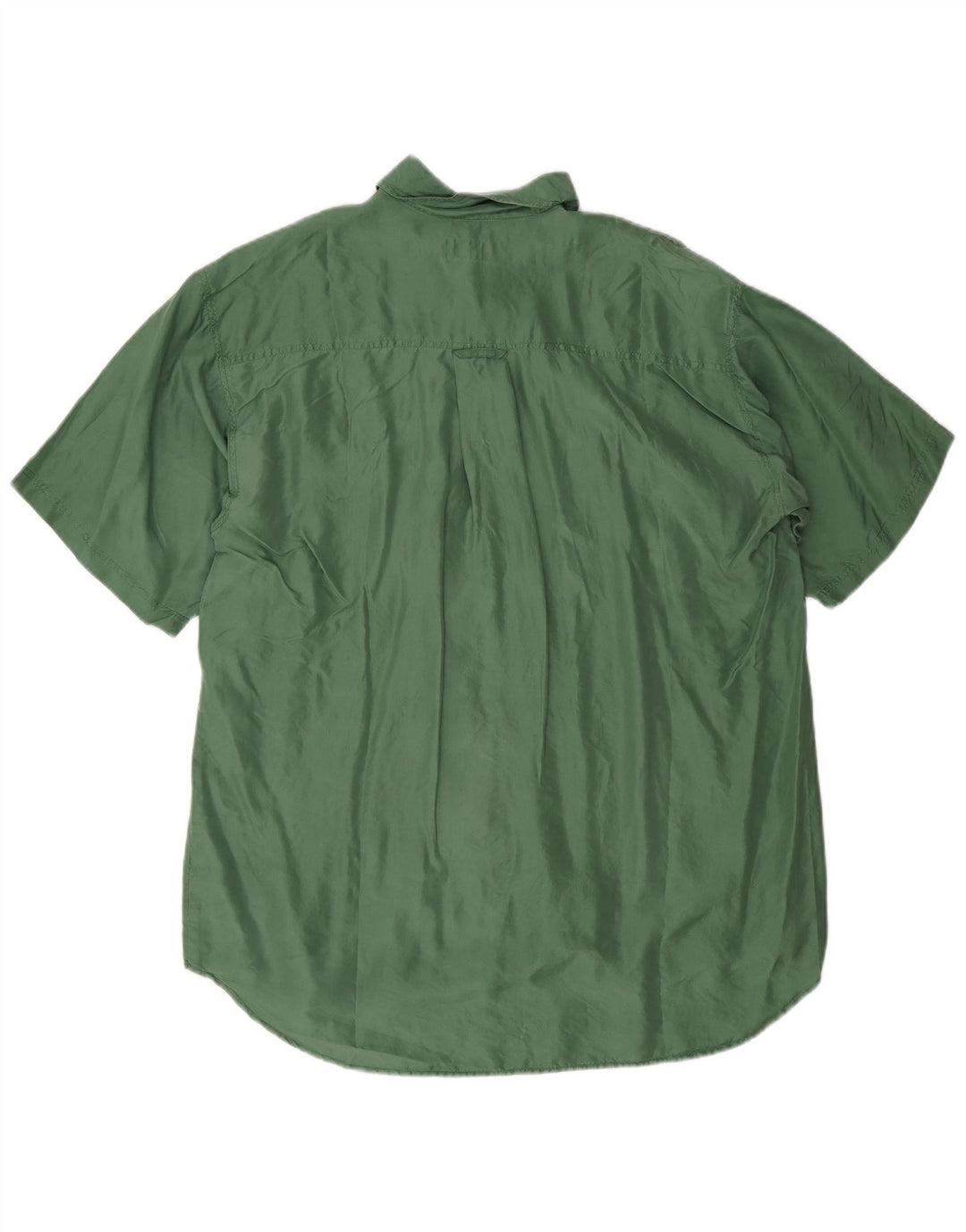 Vintage Mens Short Sleeve Shirt Medium Green Silk