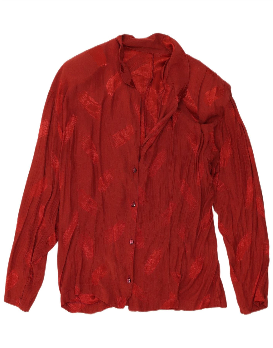 Vintage Womens Abstract Pattern Shirt Blouse UK 16 Large Burgundy