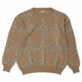 APART Womens Crew Neck Jumper Sweater EU 40 Medium Beige Argyle/Diamond