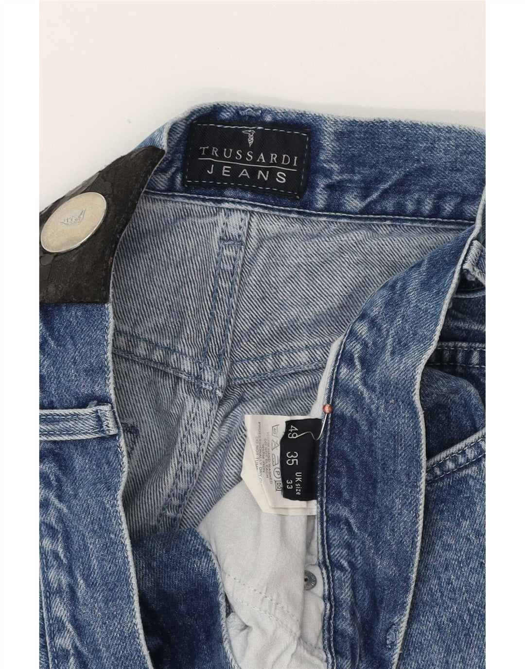Trussardi Mens Tapered Jeans W33 L32 Blue Cotton