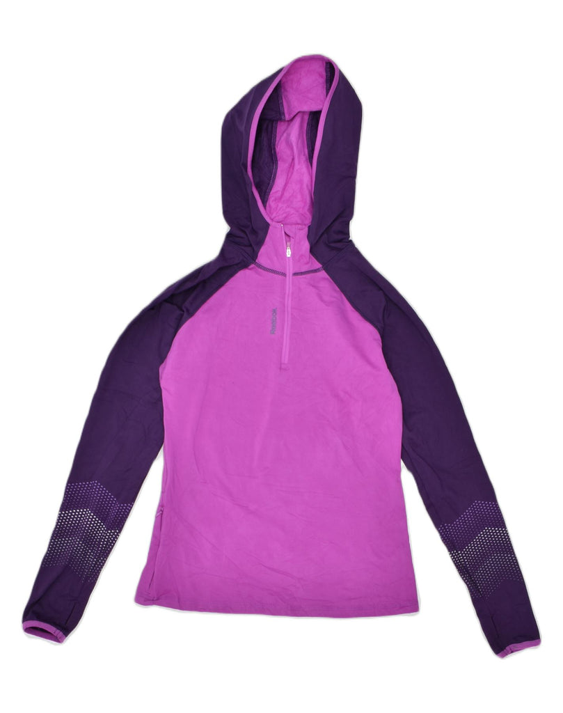 REEBOK Womens Hoodie Jumper UK 10 Small Purple Polyester Sports | Vintage | Thrift | Second-Hand | Used Clothing | Messina Hembry 