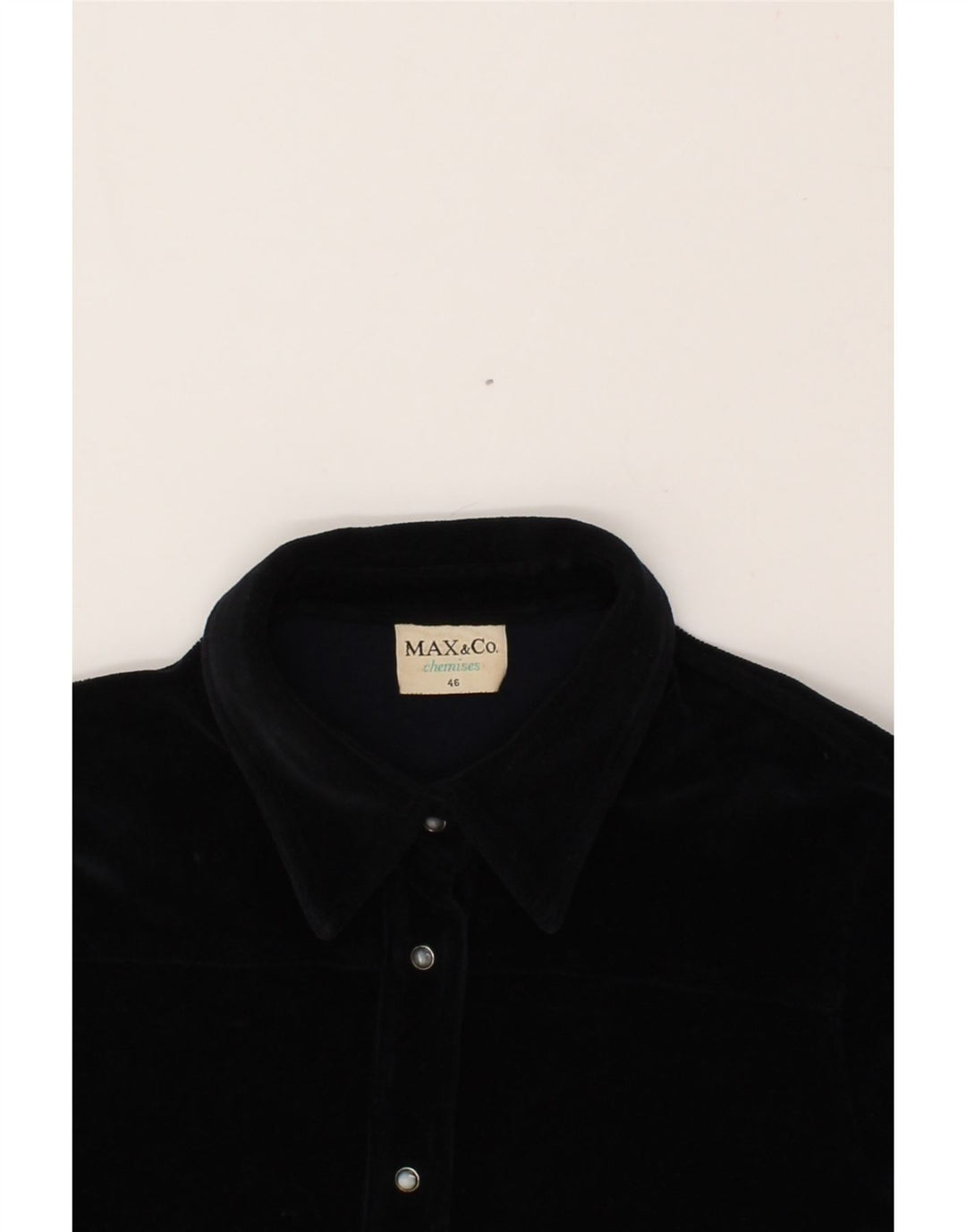 MAX & CO. Womens Shirt UK 14 Large Navy Blue Cotton Vintage Max & Co. and Second-Hand Max & Co. from Messina Hembry 