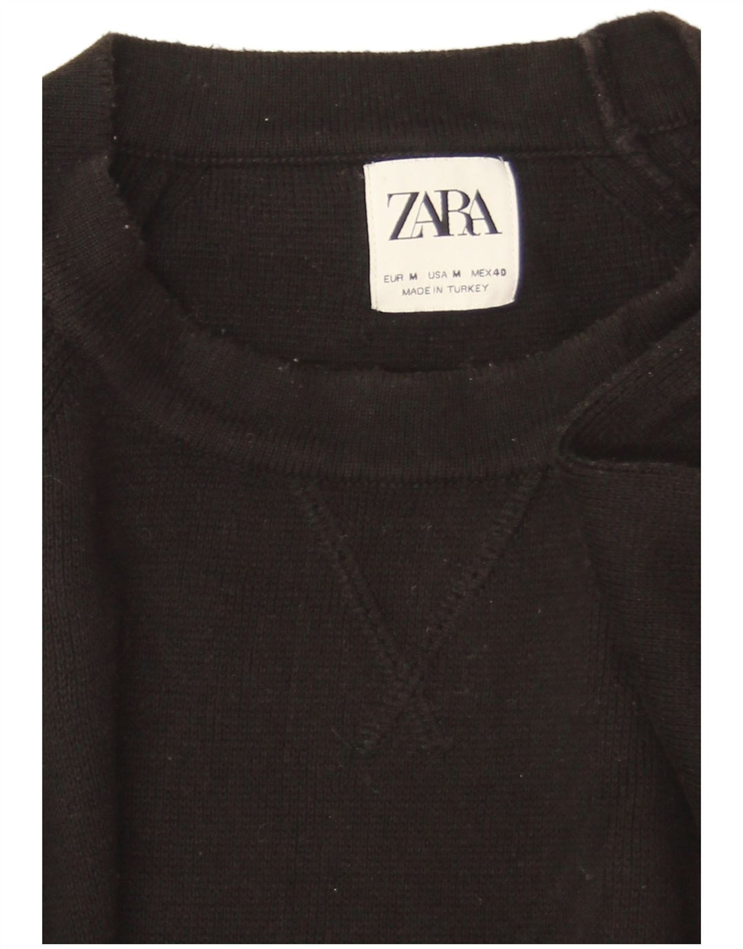 Zara Womens Oversized Crew Neck Jumper Sweater UK 14 Medium Black Cotton