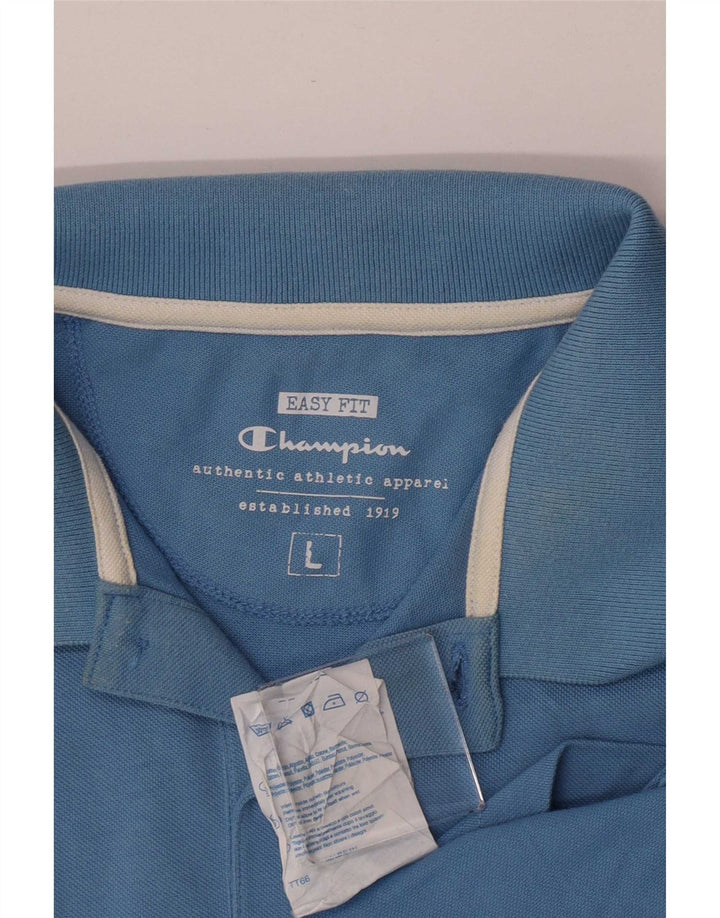 Champion Mens Easy Fit Polo Shirt Large Blue Cotton
