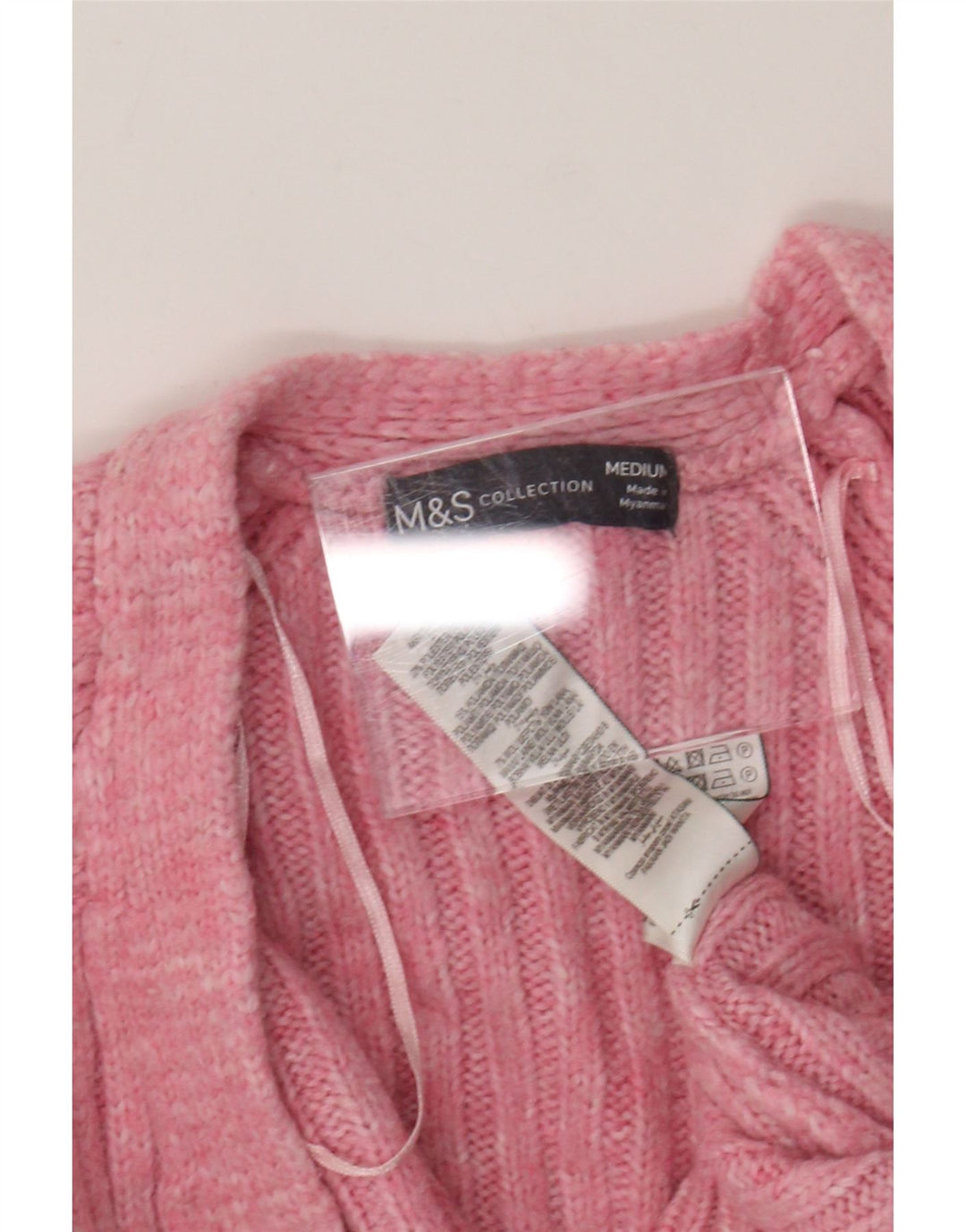 Marks & Spencer Womens Open Cardigan Sweater UK 14 Medium Pink Acrylic