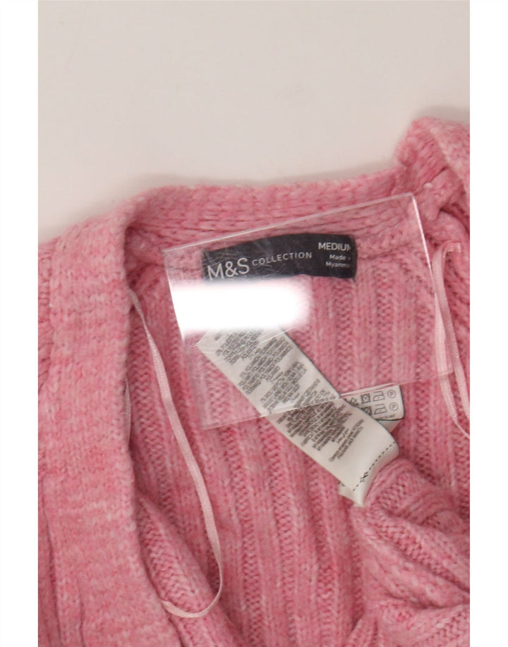 Marks & Spencer Womens Open Cardigan Sweater UK 14 Medium Pink Acrylic
