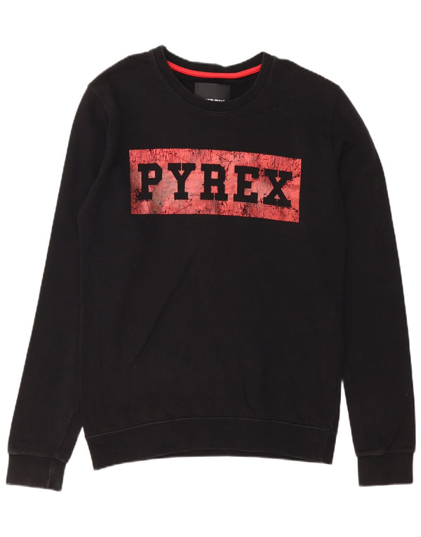 Pyrex Mens Graphic Sweatshirt Jumper Small Black Cotton