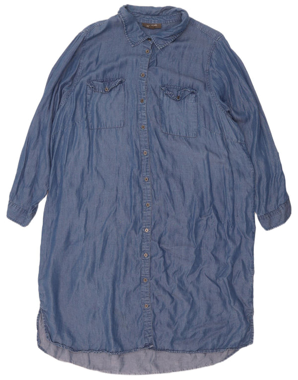 Marks & Spencer Womens Autograph Long Sleeve Shirt Dress UK 20 2XL Blue