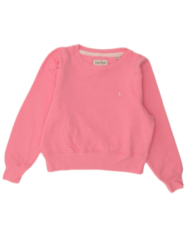 Jack Wills Womens Crop Oversized Sweatshirt Jumper UK 10 Small  Pink Cotton