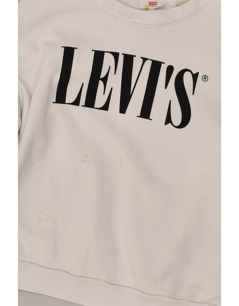 LEVI'S Womens Graphic Sweatshirt Jumper UK 16 Large White Cotton | Vintage Levi's | Thrift | Second-Hand Levi's | Used Clothing | Messina Hembry 