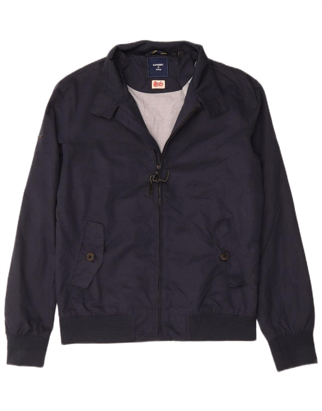 Superdry Mens Bomber Jacket UK 36 Small Navy Blue Cotton
