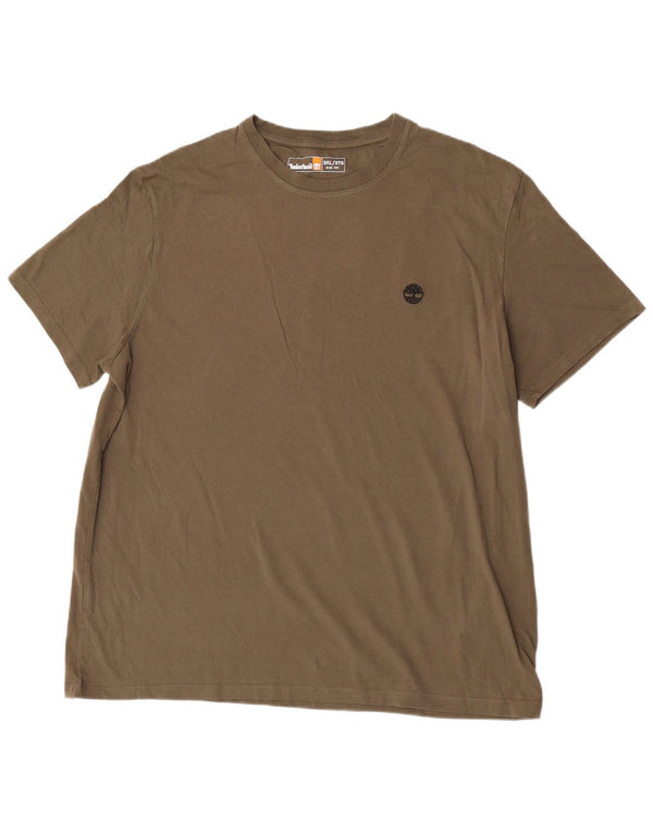 Timberland Mens Slim Fit T-Shirt Top 3XL Khaki Cotton