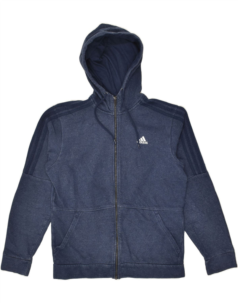ADIDAS Mens Zip Hoodie Sweater Medium Navy Blue Cotton | Vintage Adidas | Thrift | Second-Hand Adidas | Used Clothing | Messina Hembry 
