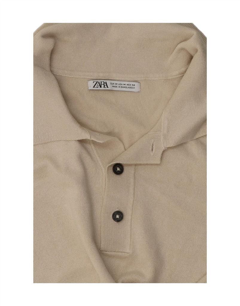 ZARA Mens Polo Shirt Medium Beige Vintage Zara and Second-Hand Zara from Messina Hembry 