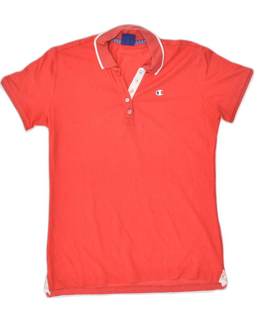 CHAMPION Womens Polo Shirt UK 14 Large Red Cotton | Vintage Champion | Thrift | Second-Hand Champion | Used Clothing | Messina Hembry 