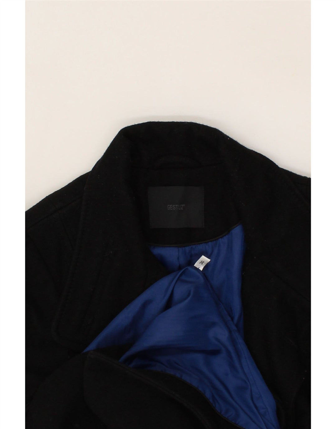 GESTUZ Womens Overcoat EU 36 Small Navy Blue Vintage Gestuz and Second-Hand Gestuz from Messina Hembry 