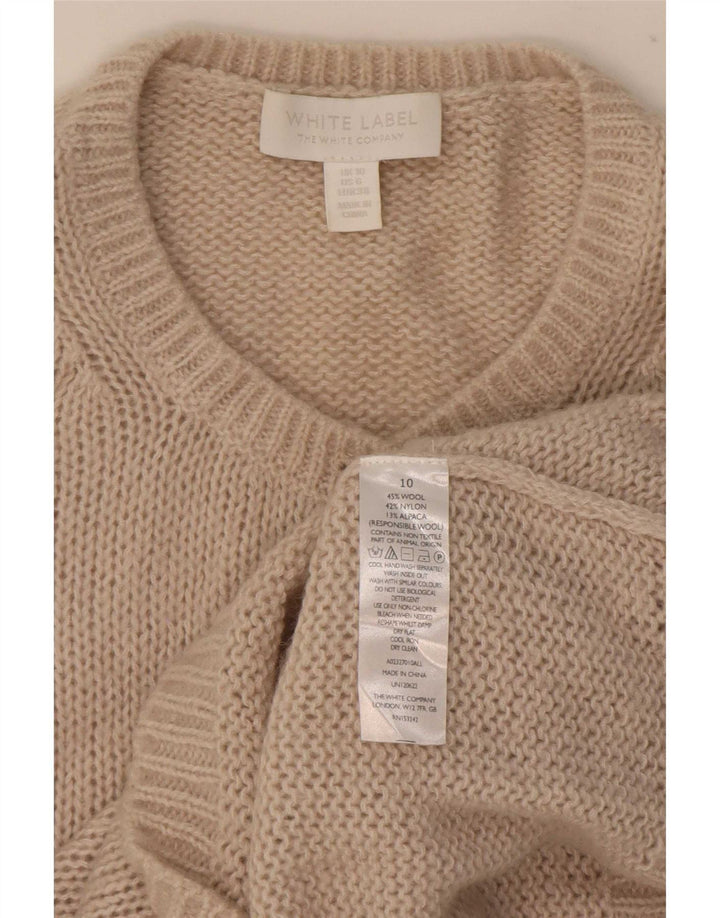 White Label Womens Cardigan Sweater UK 10 Small Beige Wool