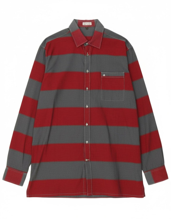 JACQUES BRITT Mens Shirt Size 16 41 Large Red Striped Cotton