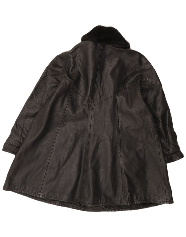 Vintage Womens Leather Coat UK 14 Large Black