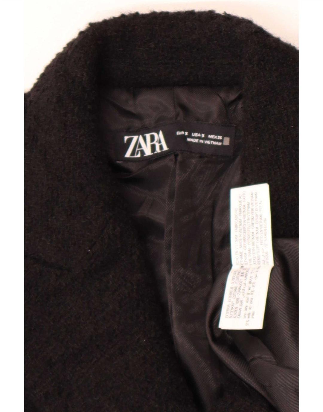 Zara Womens Longline Double Breasted Blazer Jacket UK 10 Small Black