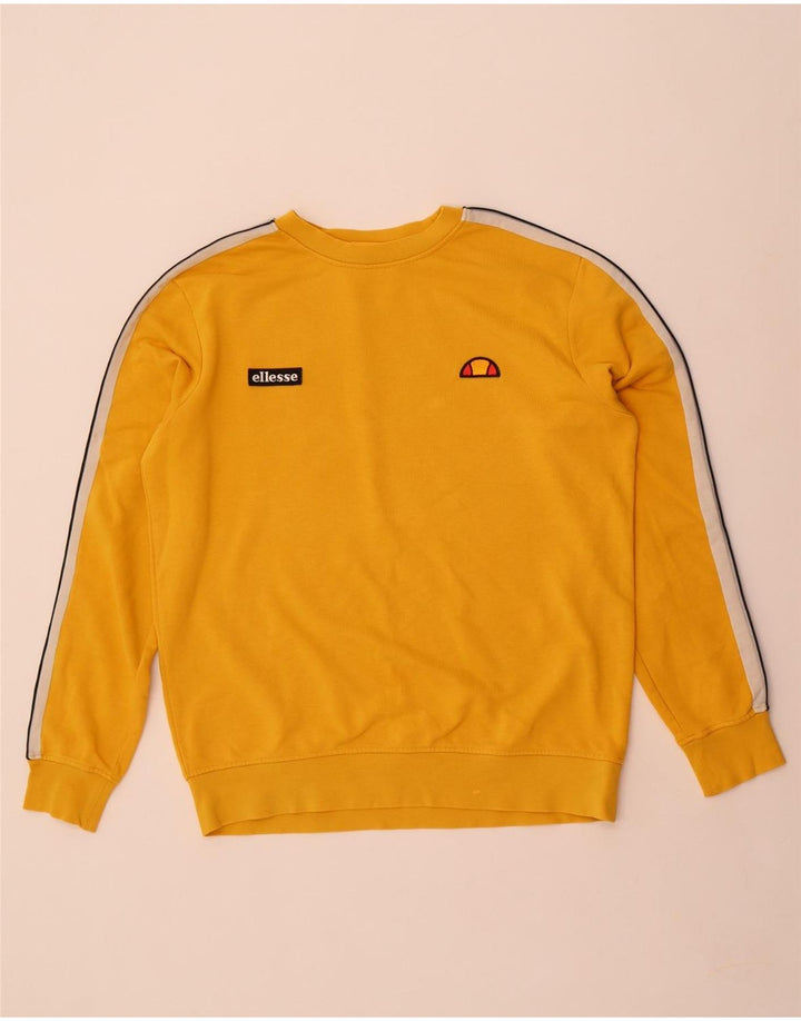 Ellesse Mens Graphic Sweatshirt Jumper Medium Yellow Colourblock Cotton