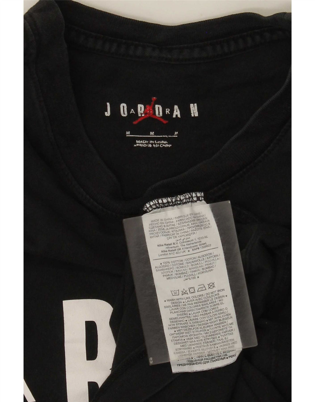 Jordan Mens Graphic T-Shirt Top Medium Black Cotton