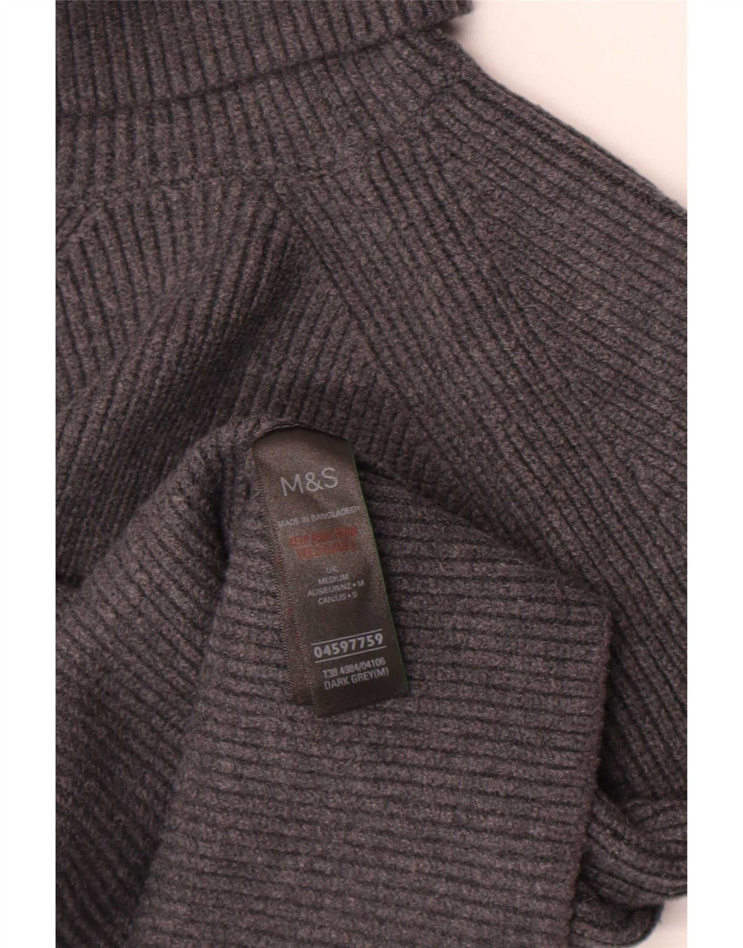 Marks & Spencer Womens Crop Roll Neck Jumper Sweater UK 12 Medium Grey