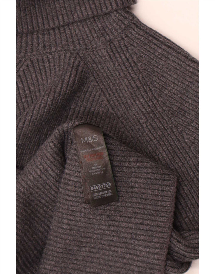 Marks & Spencer Womens Crop Roll Neck Jumper Sweater UK 12 Medium Grey